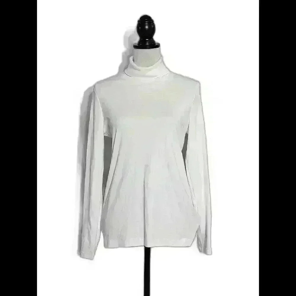 Men's Long Sleeve Mock Neck T-Shirt - Classic White